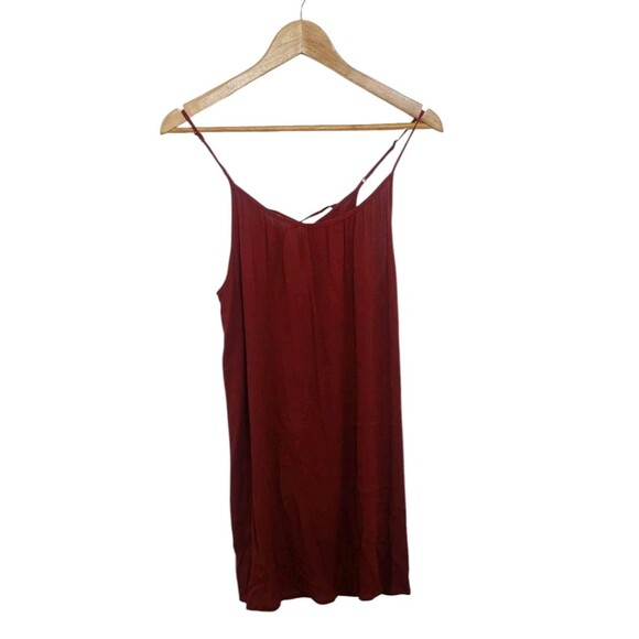 Forever 21 Juniors Size Small Dress Sundress Burgundy Rust Lace Up Rayon - Picture 1 of 12
